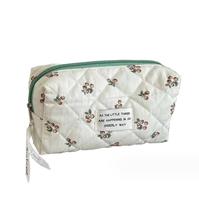 Mode matelassé coton Floral Portable beauté cosmétique pochette mère bébé couche voyage trousse de toilette stockage sac à main