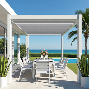 Pergola à lames orientables haute résistance au vent pour bar sur toit, structure en aluminium robuste, gazebo pour immeuble de grande hauteur, jardinage commercial et aménagement de cour. - Product Image 2