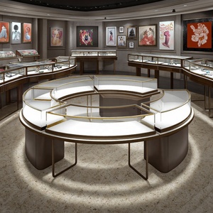 Vetrina Espositiva Ovale di Lusso con Illuminazione a LED e Vetro Curvo Elegante per Negozi al Dettaglio - <span class=keywords><strong>Design</strong></span> Gratuito - Product Image 4