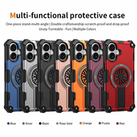 Coque de téléphone antichoc en TPU+PC avec béquille invisible pour iPhone 17E/17/16/15 Pro Max/16E/16, compatible avec la charge magnétique sans fil et dotée d'un anneau de protection