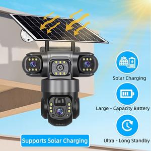 Cámara de Seguridad con Detección Humana por IA, Triple Lente, Audio Bidireccional, Energía Solar, para Monitoreo en Exteriores, Superventas - Product Image 3