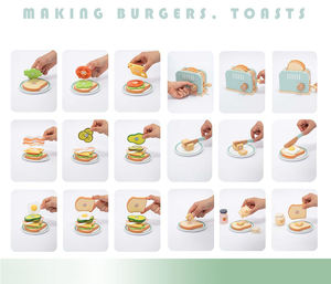 Bestseller Nuevos productos Fabricante <span class=keywords><strong>de</strong></span> dibujos animados <span class=keywords><strong>de</strong></span> madera Juegos <span class=keywords><strong>de</strong></span> sándwich Niños Pretend Breakfast Diy Juguetes educativos para niños Niños Niñas - Product Image 5