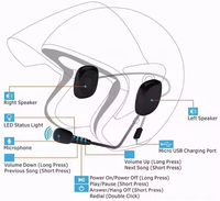 Untuk 5.2 Headset helm sepeda motor LED BK IPX-5 tahan air nirkabel otomatis menjawab panggilan bebas genggam untuk berkendara aman