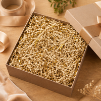 Papier Déchiqueté Décoratif Doré Brillant et Noir en Raffia Froissé, Remplissage pour Boîte Cadeau, Amélioration de la Couleur