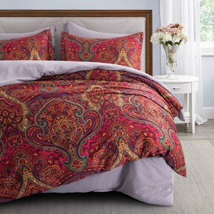 Juego de cama de satén de algodón de lujo Europeo 60s Paisley funda de edredón con funda de almohada sábana de alta calidad 100% algodón hogar - Product Image 1