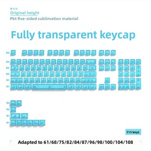 PC gốc băng màu xanh biển đầy đủ bộ phím trong suốt cao trục Chéo Bàn Phím Cơ anh đào hồ sơ Keycaps - Product Image 2
