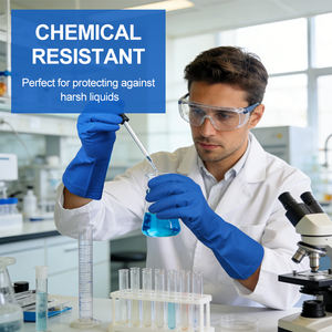 Gants résistants aux produits chimiques XINGYU, gants de travail en nitrile robustes, 33 pouces, protection contre les acides, les alcalis et l'huile, gants en nitrile industriels bleus - Product Image 5