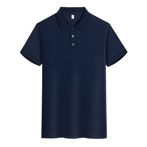 Camiseta Polo Personalizada de Manga Corta para Verano, Color Azul Marino Sólido, Poliéster, Ropa de Trabajo para Uso Diario - Product Image 1