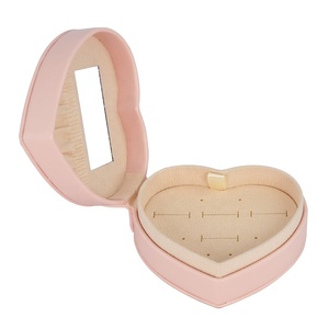 Portable Heart Shape PU Jewelry Case Zipper <strong>Travel</strong> <strong>Organiser</strong> for Ring Earring Necklace Elegant Container for <strong>Jewellery</strong> Storage - Product Image 5
