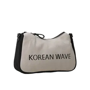 النسخة الكورية من العصرية الإضافية واحدة الكتف الإبط حقيبة قماش بتصميم قديم حقيبة النمط الغربي قطري حقيبة يد
