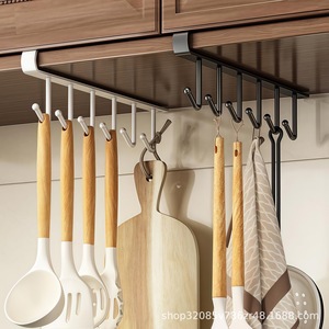 Support de rangement mural en métal Tiger Secretary Cabinet avec six crochets pour cuisine et armoire, noir et blanc - Product Image 2