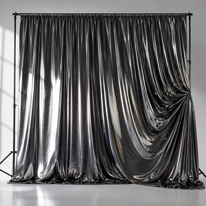 Hotel Project Metallic Foil Backdrop Curtain for Pipe and Drape <b>Wedding</b> Banquet Supplier - Product Image 1