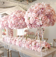 Fleurs et plantes décoratives OEM, centres de table pour événements de mariage, boule de fleurs artificielles en soie, décorations de mariage, fournitures