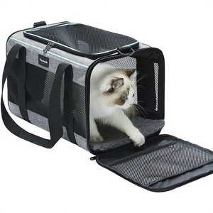 Transportín Cuadrado de Lujo Ecológico Negro Sólido de Lona Suave para Perros/Gatos/Animales Pequeños con Laterales de Malla y Parte Superior de Material Oxford - Product Image 3