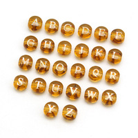Perles d'alphabet jaunes transparentes de 8mm, 5 pièces, perles de verre rondes à double face, lettres dorées A-Z pour la fabrication de bijoux DIY