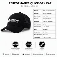 Casquette de baseball personnalisée en sergé performant à séchage rapide, perforée au laser, respirante, avec logo brodé 3D, vente en gros B2B