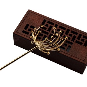 Copper Hairpin 168mm Floral Design Feather Shape <b>Wedding</b> <b>Accessory</b> - Product Image 5