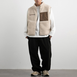 Mode personnalisé Sherpa <span class=keywords><strong>polaire</strong></span> gilets fermeture éclair poche coupe-vent gilet épais lâche <span class=keywords><strong>sans</strong></span> manches Sherpa <span class=keywords><strong>polaire</strong></span> hommes gilets - Product Image 3