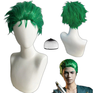 Parrucca da clown Rollo Noah Zorro regolabile all'ingrosso, verde sintetica, per <span class=keywords><strong>cosplay</strong></span> anime, feste di Halloween, resistente al calore, con cappuccio elastico - Product Image 1
