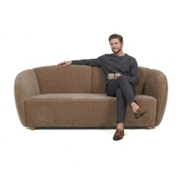 Sofá Cama de 2 Plazas Redondeado de Estilo Nórdico Minimalista, Sofá de Chenilla Suave con Patas de Madera para Hogar, Hotel, Hospital y Salas de Espera
