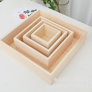 <b>Square</b> Wooden Storage Box <b>Set</b> Natural Color No Lid Desktop Organizer Jewelry Gift Packaging DG02 - Product Image 2