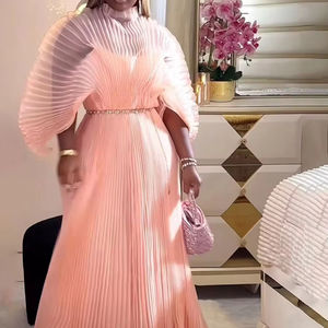 Nouvelle <span class=keywords><strong>Robe</strong></span> Longue Plissée Élégante <span class=keywords><strong>pour</strong></span> Femme Été, <span class=keywords><strong>Grande</strong></span> <span class=keywords><strong>Taille</strong></span> Décontractée <span class=keywords><strong>pour</strong></span> Fête, en Mousseline <span class=keywords><strong>de</strong></span> Soie Couleur Unie Hautement Durable - Product Image 1