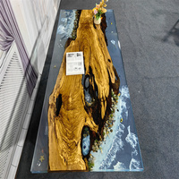 Prix favorable Usine Populaire Nouveaux Produits Salle À Manger Moderne Époxy Cuisine Résine Bois Rivière Restaurant Table