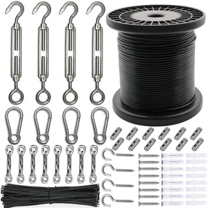Nylon tráng 304 dây thép không gỉ Dây dây Ánh Sáng hệ thống treo hướng dẫn dây với turnbuckles móc chuỗi ánh sáng treo Kit - Product Image 1