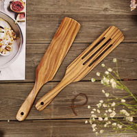 Sets d'ustensiles de cuisine en bois d'acacia pour servir et cuisiner des spatules antiadhésives biodégradables durables