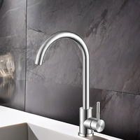 Robinet de cuisine monocommande en acier inoxydable 304 au design moderne, à montage monotrou, avec débit contrôlé