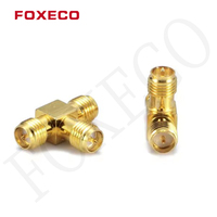 Adaptador en T Recto SMA FOXECO, Conector RF con Rosca Interna y Pin Interno, Macho a Macho