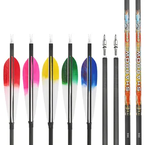 Archery Spine 250 300 350 400 500 600 Pure Carbon Arrow ID6.2mm Target Hunting Recurve Compound Bow And Arrow Accessories