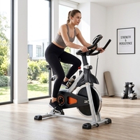 Bicicletas de Spinning Comerciales con Pantalla LCD, Bicicleta de Spinning Profesional con Transmisión por Correa para Interiores