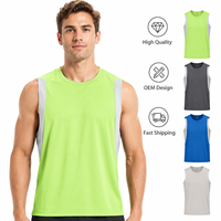 Débardeur de sport léger pour homme, personnalisé, en silicone, séchage rapide, respirant, avec panneaux latéraux en mesh, pour la course, l'entraînement et le fitness