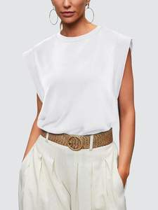 Camisetas de manga casquillo para mujer, Camisetas Básicas de verano, camisetas informales holgadas a la moda 2025 - Product Image 2