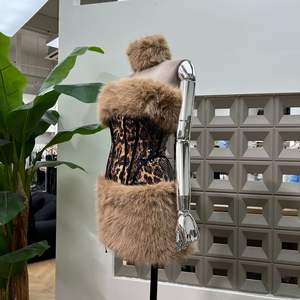 Top de tubo de piel con estampado de leopardo para puesta en escena Sexy, piel de cintura ultra baja con bufanda, estampado de guepardo, conjuntos de 3 <span class=keywords><strong>piezas</strong></span>, conjunto de falda para mujer - Product Image 2