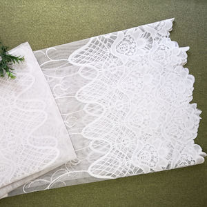 Tissu de rideaux courts en dentelle de mariage en polyester blanc transparent - Product Image 5