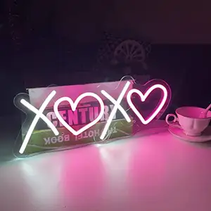 Neon Sign for Wall Decor Aesthetic Bedroom Birthday Party Gift Boyfriend Girlfriend Lover Teens Room Pink White Led 16x6.3 inch
