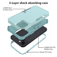 Coque de protection 3-en-1 à 3 couches pour iPhone 13, 17 Air, 16E, 15, 14 Plus, 12, 11 Pro Max, Mini – Coque arrière antichoc robuste