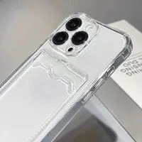 Coque de téléphone transparente en Silicone antichoc pour iPhone 15 14 13 12 Mini 11 Pro XS Max X XR 7 8 Plus Housse de protection arrière pour carte