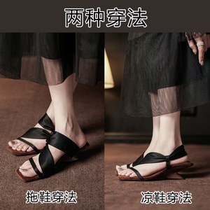 0138 Women <b>Flat</b> <b>Sandals</b> Open Toe Solid Color Bow Decoration Breathable Microfiber Lining <b>Flat</b> Heel Summer Casual Shoes - Product Image 2