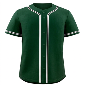 Camiseta de Béisbol Verde de Manga Corta Unisex, Transpirable, de Secado Rápido, Talla Grande, de Poliéster, con Botones al Frente, de Color Sólido, para Todas las Temporadas - Product Image 1