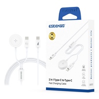 Câble de charge rapide ESEEKGO AW-21C 2-en-1 Type-C vers Type-C 6A, conducteur en cuivre pur, magnétique, pour montre connectée iOS, appareil photo, ordinateur