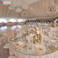 LEDA Tapis de table rond de luxe double face effet miroir argenté pour événements de mariage et drap de lit