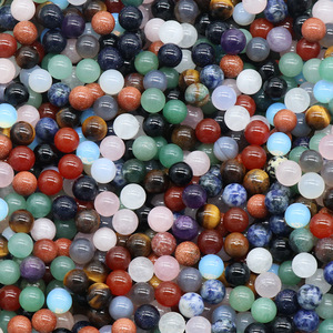 Perles rondes en pierre naturelle de 10mm de couleurs assorties, sans trou, faites à la main pour la fabrication de bijoux - Product Image 5
