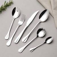 Ensemble de couverts complets pour hôtel avec logo personnalisé, manche large, couteau, cuillère et fourchette, en acier inoxydable, pour restaurant