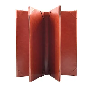 Custom Logo Genuine Leather Menu Covers Restaurant Food Menus Holder Design Menu Folder