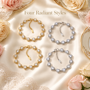 Pulsera de Lujo al por Mayor con Diseño de Corazón y Halo Redondo, Chapada en Oro de 18K, de Acero Inoxidable, Totalmente Pavimentada, Adorno de Mano para Mujer - Product Image 5