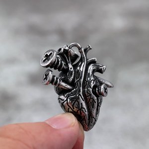 Collier avec pendentif en forme de cœur en acier inoxydable pour hommes, bijoux de charme gothique punk, cadeau, accessoire de mode - Product Image 3