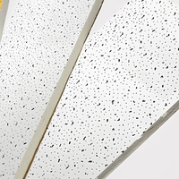 Plaques de plafond en fibres minérales perforées pour bureaux commerciaux, blanches, ignifuges, carrées, téglées